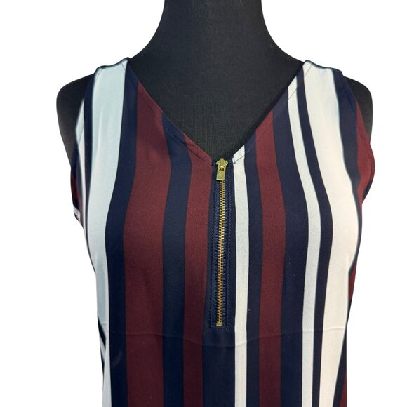 Express Size XSmall Striped V-Neck Sleeveless Top With Zipper - Picture 2 of 6